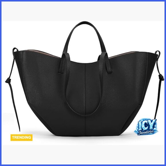 PU Leather Tote Bag – Large & Small Work Bags for Women  Faux Leather Tote Bag with Magnetic Closure Trendy Work Shoulder Bag